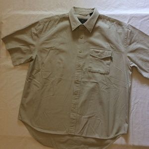 Sahara Club Large Khaki Cotton Short Sleeve Button Shirt